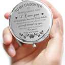 GAOLZIUY Daughter Gifts from Mom, Silver Daughters Compact Mirror, Birthday Gifts for Daughter from Mother for Daughters Birthday, Graduation Wedding Anniversary Christmas