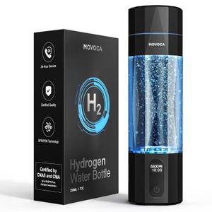 MOVOCA Upgrade Hydrogen Water Bottle, 3Min 2200PPB Rapid Hydrogen Water Generator -SPE PEM Tech, 14OZ Portable Hydro Water Machine, Health Care Gifts for Husband, Wife, Family, Friends, Travel