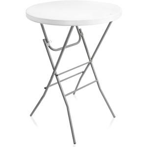 Byliable 32in Cocktail Table White High Top Folding, Portable Bar Height Folding Table Round with Removable Gray Legs, Indoor Outdoor Banquet for Parties, Commercial, Speech, Dining, 3243 in