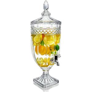 1.3 Gallon Glass Beverage Dispenser with Spigot Glass Drink Dispenser for Parties Wide Mouth Juice Beverage Server for Wedding Party Bar Leak Proof Beverage Dispenser