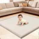 Ultra Soft Baby Play Mat for Floor, 59"71" Playpen Mat, 1.3" Thick Memory Foam, Non-Slip Tummy Time Mat for Infants, Toddlers, and Kids Water-Repellent Coral Velvet, Easy Care