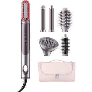 MESCOMB Infrared 6 in 1 Hot Air Styler Wrap - Dual Voltage Hair Dryer| Fast Drying & No Heat Damage, Professional Multi-Styler for Curling, Volumizing & Smooth Straightening (110V-240V)
