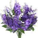 10Pcs Lilac Flowers Artificial Bouquet Fake Purple Flowers Faux Lilacs Mix Bush Artificial Purple Silk Flower Bulk Arrangements Summer for Table Centerpieces Home Kitchen Wedding Decorations