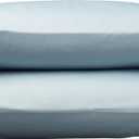 Amazon Basics 400 Thread Count 100% Cotton Pillowcases, Soft, Sateen Weave, Wrinkle Resistant, Standard Size, 20" x 30", Smoke Blue, Set of 2