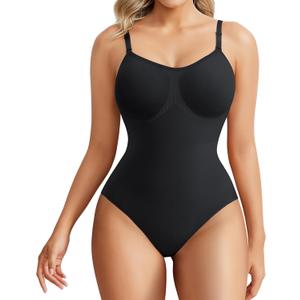 Nebility Shapewear Bodysuit for Women Tummy Control Body Shaper Seamless Sculpting Snatched Waist Trainer Body Suit (Medium, Black)