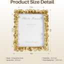 8x10 Picture Frame Gold Picture Frames, Vintage Ornate Frame Leaf Textured Hand-Crafted Resin with Glass Front, Antique Photo Frame for Wall Hanging and Tabletop Display, Retro Design Home Decor