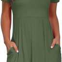 Nova In Sky Women's 2025 Casual Dresses Short Sleeve Summer Dress Loose Fit Sundress with Pockets (Army)