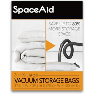 SpaceAid Jumbo Vacuum Storage Bags, Space Saver Sealer Compression Bags for Comforters, Blankets, Pillows, Bedding, Clothes (X-Large 3 Pack)