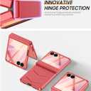 Vizvera for Samsung Galaxy Z Flip 7 Case with Hinge Protection, Built-in Screen Protector Shockproof All-Inclusive Phone Cover for Z Flip 7-Coral Red