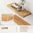 Venusmiles Live Edge Elm Floating Shelves for Wall Decor, Rustic Solid Wood Shevles Wall Mounted with Invisible Bracket for Living Room Bathroom Bedroom Kitchen, 32 Inch Set of 2, Natural