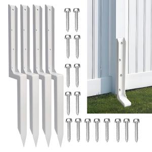 Fence Post Repair Stakes Kit, White, 4-Pack