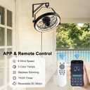 23" Wall Mount Fan with Light,3 CCT, Dimmable,Quiet 6 Speed Wall Mounted Fan with Remote/App Control, Timer, 360 Adjustable Tilt Plug in Wall Fan for Garage, Patio,Tool Room,Home