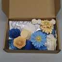 Thiccywoov 43 Pcs Graduation Cap Decorations Kit Includes Artificial Flowers Faux Flower Heads 3D Butterfly Stickers Pearl Rhinestones Glitter Stickers for Grad Cap Topper DIY Graduation Gift(Blue)