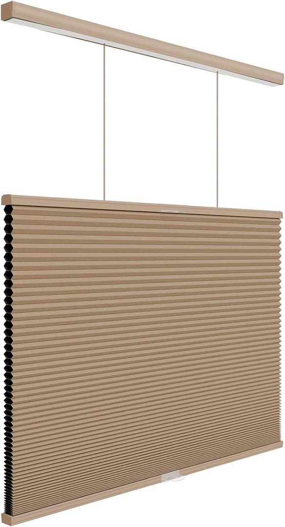 Top Down Bottom Up Shades,Blackout Cellular Shades Cordless,Top Down Bottom Up Cellular Shades,Honeycomb Blinds for Windows,Cellular Blinds Cordless,31Wide*72High,Light Brown