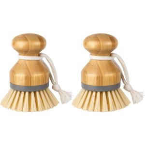 MR.SIGA Bamboo Palm Brush, Scrub Brush for Dishes Pots Pans Kitchen Sink Cleaning, Pack of 2 (Natural)