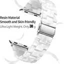 Resin Watch Bands with Case Compatible with Apple Watch 40/41/44/45mm Women Men Watch Strap with Glitter Bling Protective Cover Wristband Fit for iWatch Series9 8 7 SE SE2 6 5 4, Pearl White 40mm