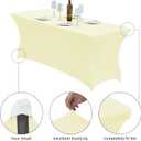 CWK 8FT Waterproof Stretch Spandex Table Cover for Rectangular Tables - Elastic Fitted Tablecloth for Folding Tables,Wrinkle Resistant Table Cloth for Parties, Weddings, Banquets & Events (Beige)