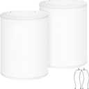 White Linen Tall Drum Lamp Shades Set of 2, 10"Top x10" Bottom x 13"High, Lampshade Replacement for Table Lamp Floor Lamp, Natural Linen Lampshades, Spider, Harp Holders Included, Easy Assembly