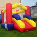 Outdoor Play Bounce House with Slide Inflatable Bouncer Backyard Playground Sets with Blower, Dart Target Game for Kids 6.6x9.6x5.8ft