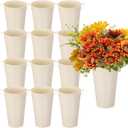 Chumia 12 Pcs Galvanized Flower Bucket 9 Inch Metal Vase Farmhouse Rustic French Flower Bar Bucket with Handles for Home Floral Centerpiece Container Wedding Table Decor(Beige)