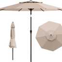 9ft 2-Tiers Patio Umbrella,Outdoor Market Table Umbrella with Push-Button Tilt & Crank | UV Protection,Suit for Backyard,Garden,Pool,Deck(Beige)