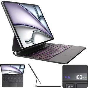 for iPad Air 13 inch case keyboard (M4 2026/ M3 2025/ M2 2024),Magic Keyboard for iPad Pro 12.9 (6th,5th,4th,3rd Gen),Magnetic Attach,Multi-Gesture Trackpad,7-Color Backlit,Shortcut Keys,Black