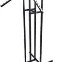 SSWBasics Black 4 Way Adjustable Clothing Rack with Slanted Arms - Retail Clothing Rack Display - Adjustable Height Arms from 48" to 72" Perfect for Clothing Stores