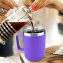 yoelike 14oz Travel Mug with Handle and Lid, Stainless Steel, Dishwasher Safe, Powder Coated, Vacuum Insulated Coffee Mug, Camping Mug, Keep Hot/Cold Longer Coffee Tumbler Cup Purple (15 Ounces)