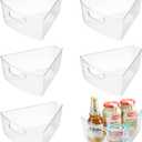 Lazy Susan Organizer Bins,10.2x 9.4x 4, 26" Diameter Clear Durable Kitchen Cabinet Storage Bin Set with Handle, Food Safe, Non-Slip Pads, BPA Free