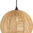 Wicker Pendant Lights 12.2" Hemp Rope Woven Pendant Light Woven Light Fixture Boho Chandelier Light Fixture Boho Chandelier Fixture Wicker Chandelier for Dining Room Kitchen Island