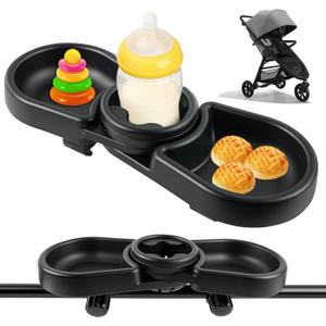 Snack Tray Compatible with Baby Jogger City Mini GT2 BPA-Free 3-in-1 Stroller Snack Tray Attachment with Deep Cup Holders, Easy Installation, Fits Inward-Curved Handlebars