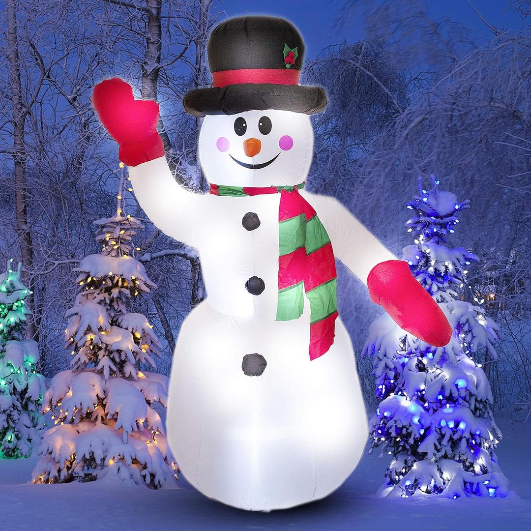 Athoinsu 8ft Huge Lighted Christmas Inflatables Snowman with Hat Self Blow up Inflate Holiday Decoration Indoor Outdoor Yard Garden (L)