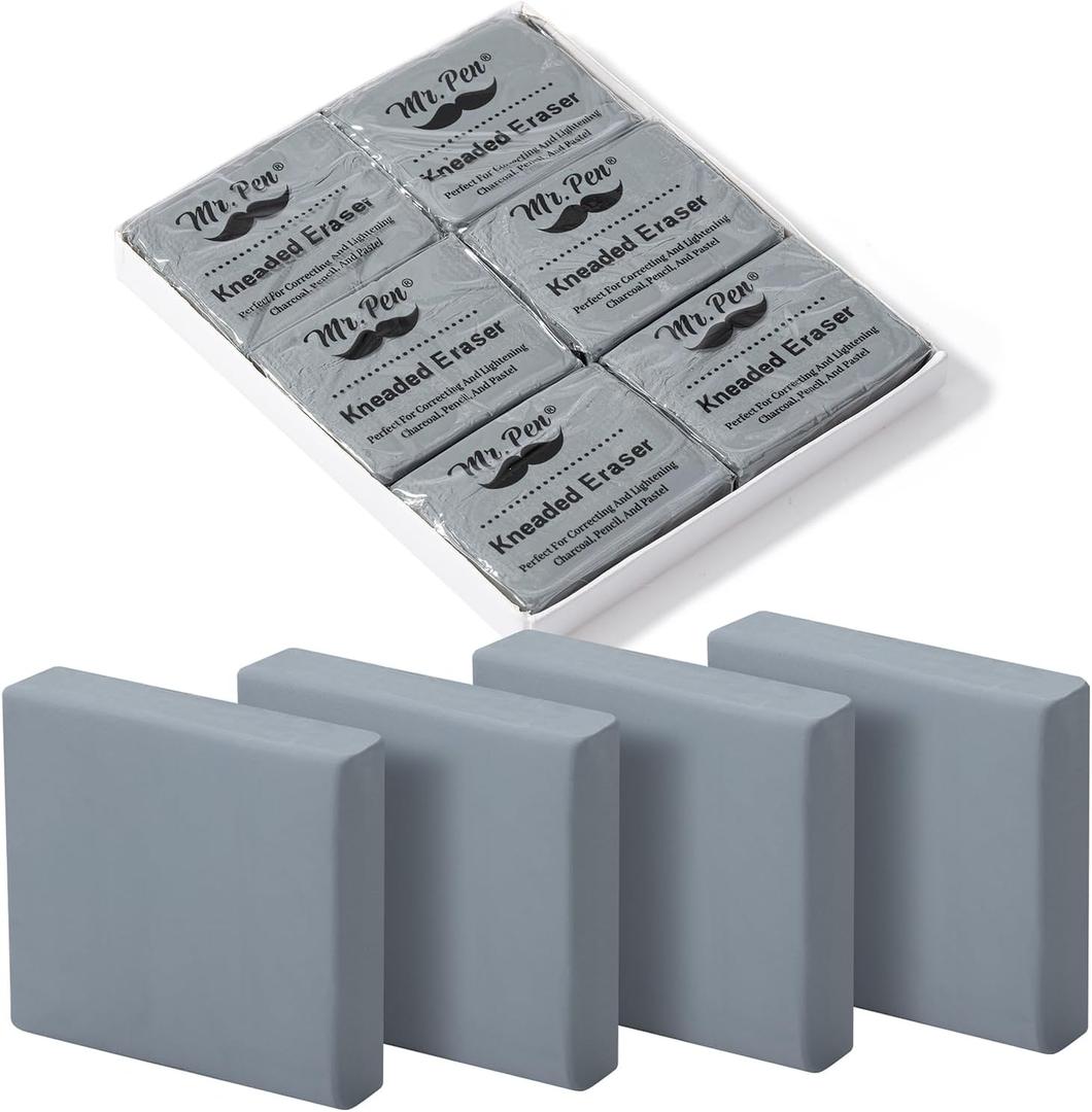 Mr. Pen- Kneaded Eraser, 6 Pack, Grey, Kneaded Erasers for Artists, Art Eraser, Kneadable Erasers, Back to School Supplies