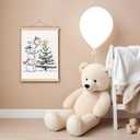 DNEULYR Winter Snowman Christmas Tree Wall Art Poster, Rustic Christmas Wall Decor, Holiday Winter Snowy Xmas Tree Snowman Poster Hanger Frame for Home Bedroom Living Room, 12x16 Inches (color9)