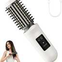 Cordless Hair Straightener Brush Curling Iron Rechargeable Battery-Powered, 3-in-1 Portable Hot Straightener Curling Comb 3 Temperature Settings with LCD Display