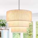 19.7" Linen Drum Pendant Light, Drum Light Chandelier Pendant Lights Kitchen Island Lighting, 3 Tier Large Farmhouse Pendant Hanging Light Dining Room Pendant Chandelier for Foyer Hallway