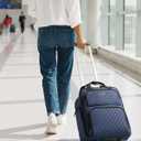 LUGGEX Underseat Carry On Luggage with Wheels, UDK-Plus Large-Capacity Lightweight Soft Sided Personal Item Suitcase for Short Trips (UX-Plus, Blue Black, 16 Inch)