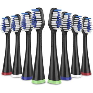 Replacement Toothbrush Heads for Waterpik Complete Care 5.0/9.0 (CC-01/WP-862), STRB-8WB, (8-Pack, Black)