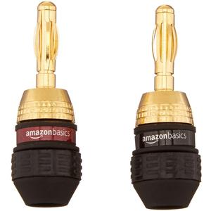 Amazon Basics Gold Plated Banana Plugs Speaker Wire Connectors, 12 Count (6 Pairs), Easy Install, 0.5 x 0.5 x 1.3 inches, Black