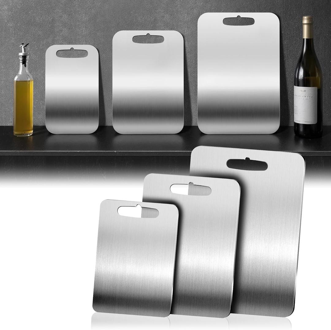 3 PCS 304 Stainless Steel Cutting Board For Kitchen, Meat Cutting Board, Edge Smoothing, Food Grade Stainless Steel, Easy To Clean, Kitchen Tool(S+M+L) 3 PCS 304 Stainless Steel Cutting Board For Kitchen, Meat Cutting Board, Edge Smoothing, Food Grade Stainless Steel, Easy To Clean, Kitchen Tool(S+M+L)