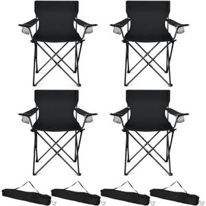HaSteeL Camping Chairs 4 Pack, Oversized Folding Chair with Cup Holders for Adults, Portable Chair & Carry Bag for Outdoor Backyard, Beach, Lawn, Patio, Picnic, Fishing, Oxford Fabric & Heavy Duty