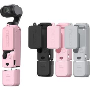 BRDRC Pocket 3 Silicone Cover, Xtra Muse Protective Case Lens Protector Scratch-Resistant Sleeve Skin Compatible with DJI OSMO Pocket 3 / Xtra Muse Accessories(Pink)