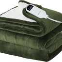 Heated Electric Blanket Queen Size - 84" x 90" Heating Blanket with Dual Control, 10 Heating Levels & 8 Hours Auto Off, Soft Warm Flannel Blanket, Christmas Birthday Gifts for Senior Grandma (Olive Green)