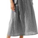 MISSACTIVER Plaid Skirts for Women Elastic Waist Midi Skirt with Pockets Vintage Flowy Gingham Long Skirt, Size: Large