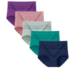 Women's Underwear Cotton Tummy Control High Waisted Underwear Soft Breathable Full Coverage Panties Multipack L