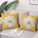 Coeufuedy Spring Summer Outdoor Waterproof Pillow Covers 18 x 18 Inch Set of 2 Yellow Daisy Flower Decorative Cushion Cases for Sofa Couch Garden Patio