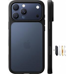 TORRAS for iPhone 17 Pro Case, Beyond Military-Grade Protection, Camera Control Button, DIY Buttons, Translucent Matte Slim Thin Shockproof Hard Back Anti-Scratch Phone case for iPhone 17 Pro, Black