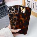 2 x XIQI Compatible with iPhone 16 Pro Max Case, Retro Cool Trendy Leopard Pattern Brown Amber, Full Camera Protective, Soft TPU Slim Phone Case for Women Girls, Brown Leopard