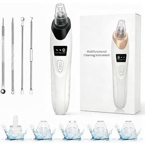 Blackhead Remover for Face, 9-in-1 Pore Vacuum Kit with 5 Probes & 4 Pimple Extractor Tools, Facial Pore Cleaner Vacuum for Nose, Professional Blackhead Suction Tool for Men & Women (Black)