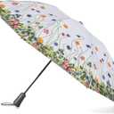 Totes Reverse Close Folding Inbrella with Auto Open Close and Compact (47" Canopy, Flower Garden)